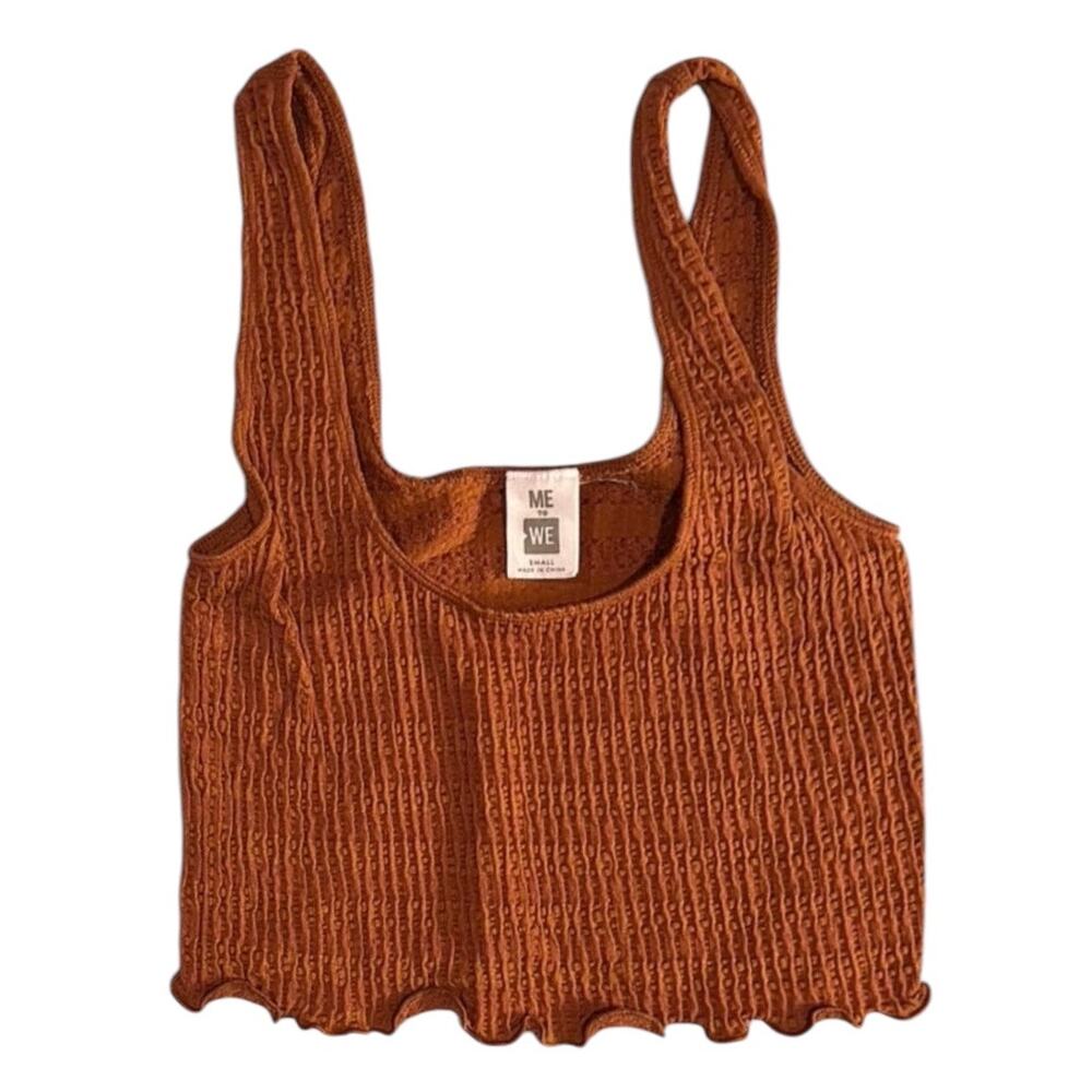 Me to We Brown Ribbed Cropped Tank Top